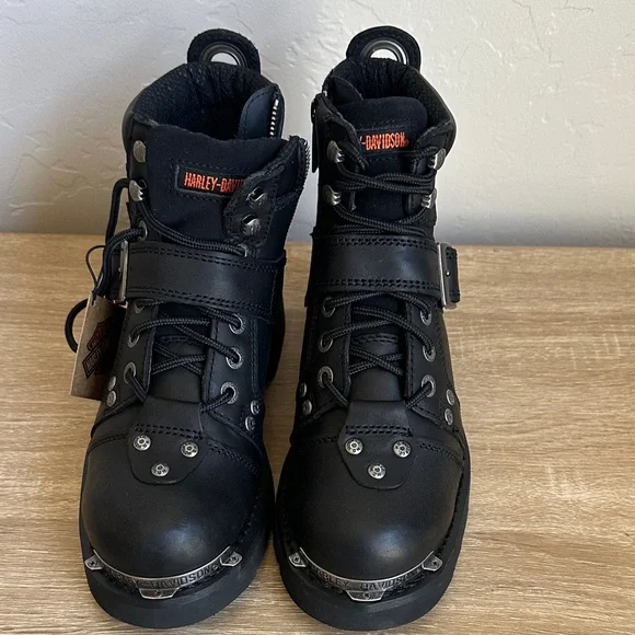 Harley-Davidson Black Leather Ankle Boots - Picture 2 of 5